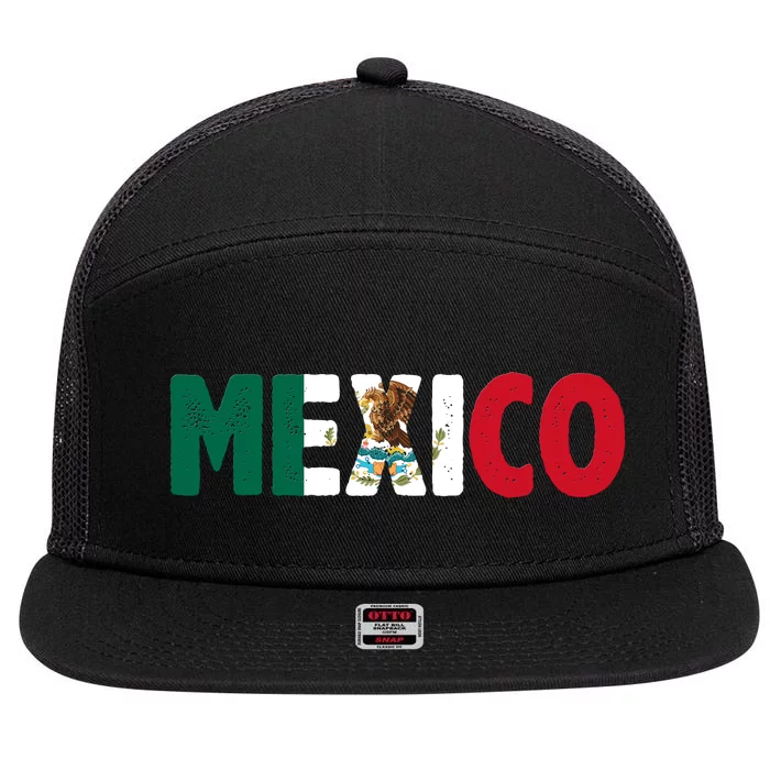 Mexico Mexican Flag Vintage Pride 7 Panel Mesh Trucker Snapback Hat