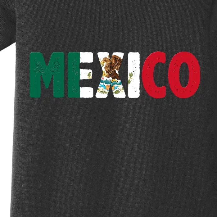 Mexico Mexican Flag Vintage Pride Baby Bodysuit