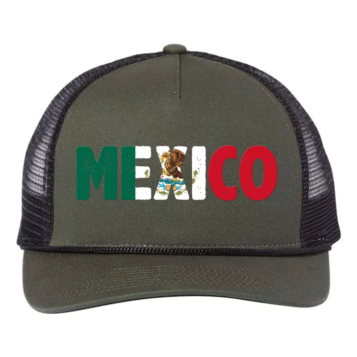 Mexico Mexican Flag Vintage Pride Retro Rope Trucker Hat Cap