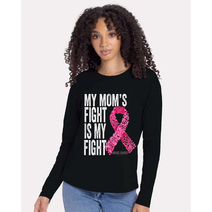 My Mom's Fight Is My Fight Breast Cancer Awareness  Gifts Womens Cotton Relaxed Long Sleeve T-Shirt