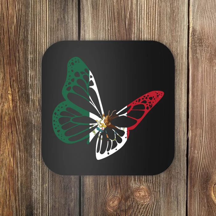 Mexico Mexican Flag Butterfly Mexican Roots Mexican Pride Coaster