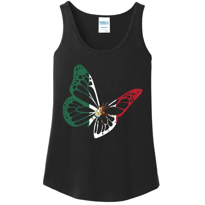 Mexico Mexican Flag Butterfly Mexican Roots Mexican Pride Ladies Essential Tank