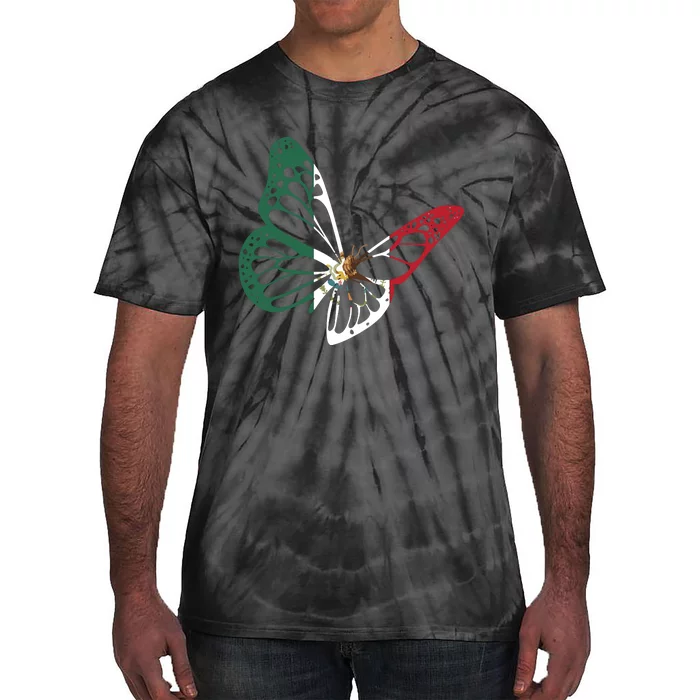 Mexico Mexican Flag Butterfly Mexican Roots Mexican Pride Tie-Dye T-Shirt