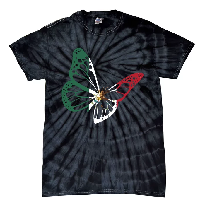 Mexico Mexican Flag Butterfly Mexican Roots Mexican Pride Tie-Dye T-Shirt