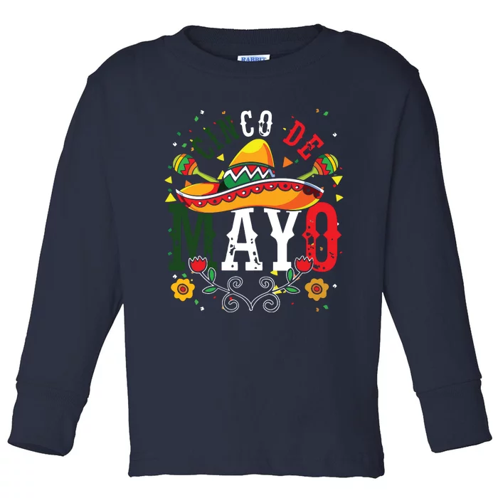 Maracas Mexican Fiesta Mexico Party Sombrero Cinco De Mayo Toddler Long Sleeve Shirt