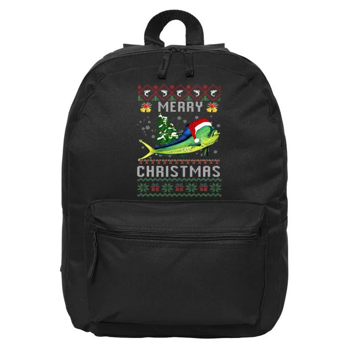 Mahi Mahi Fish Lover Xmas Tree Santa Mahi Mahi Christmas 16 in Basic Backpack