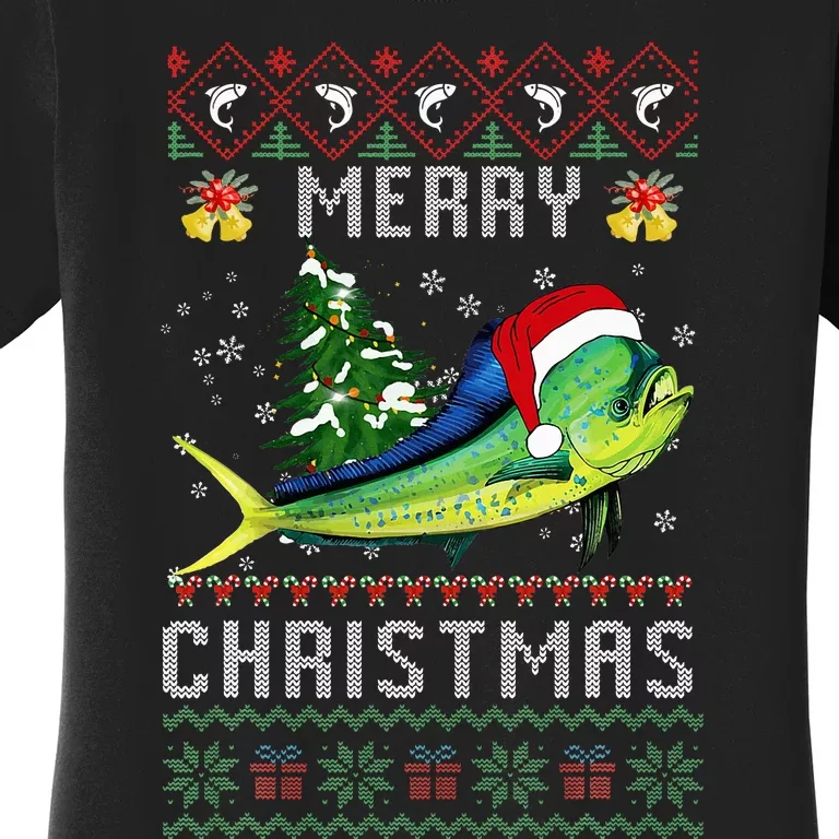 Mahi Mahi Fish Lover Xmas Tree Santa Mahi Mahi Christmas Women's T-Shirt