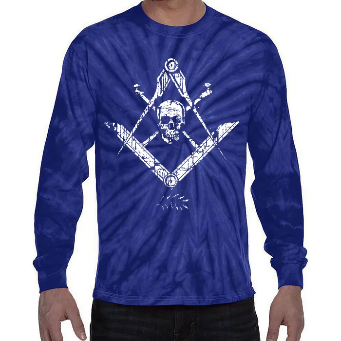 Memento Mori Freemason Skull And Bones Masonic Tie-Dye Long Sleeve Shirt