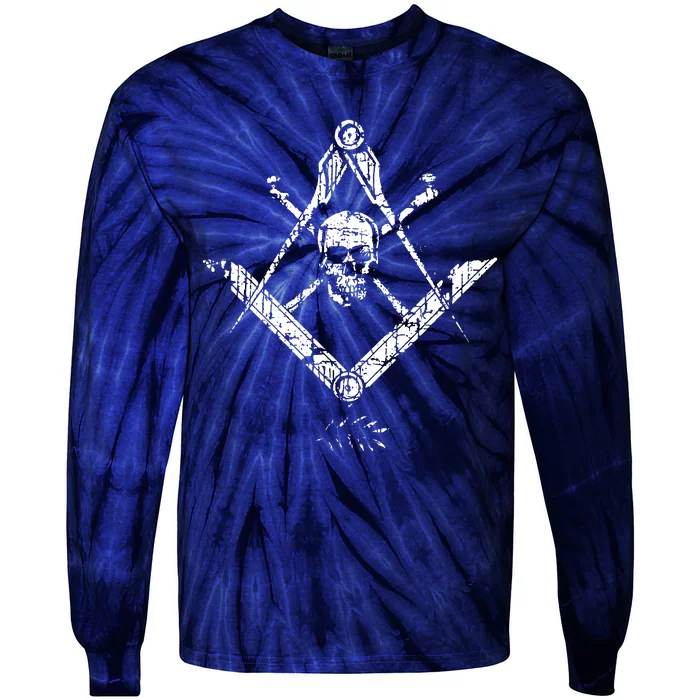 Memento Mori Freemason Skull And Bones Masonic Tie-Dye Long Sleeve Shirt