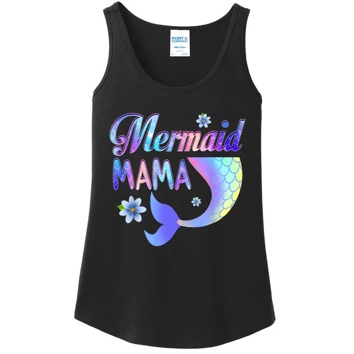 Mermaid Mama Funny Mermaid Mom Matching Party Ladies Essential Tank