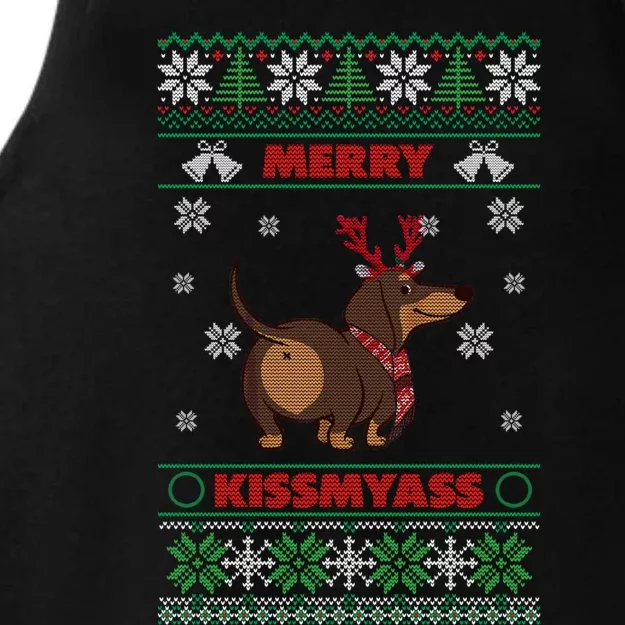 Merry Myass Funny Ugly Christmas Dachshund Dog Lovers Funny Gift Ladies Tri-Blend Wicking Tank