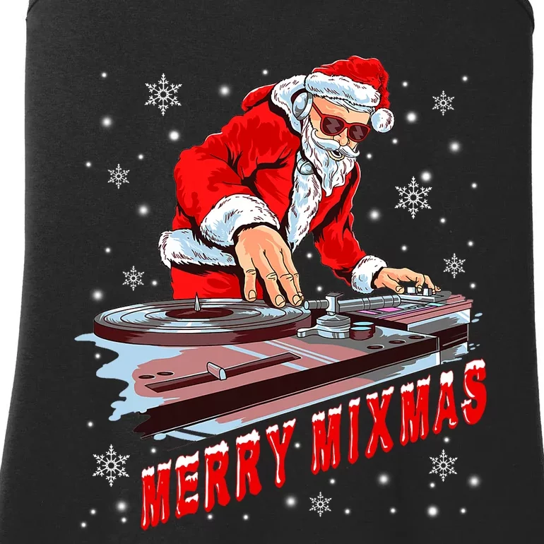 Merry Mixmas Funny Dj Musician Santa Claus Christmas Ladies Essential Tank