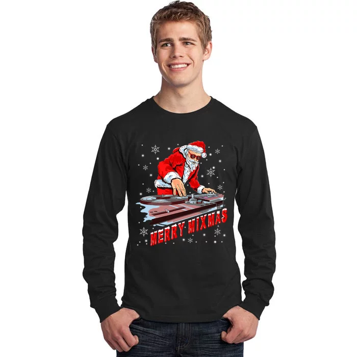 Merry Mixmas Funny Dj Musician Santa Claus Christmas Tall Long Sleeve T-Shirt