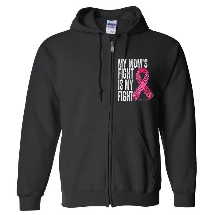 My Moms Fight Is My Fight Breast Cancer Awareness Gifts Full Zip Hoodie