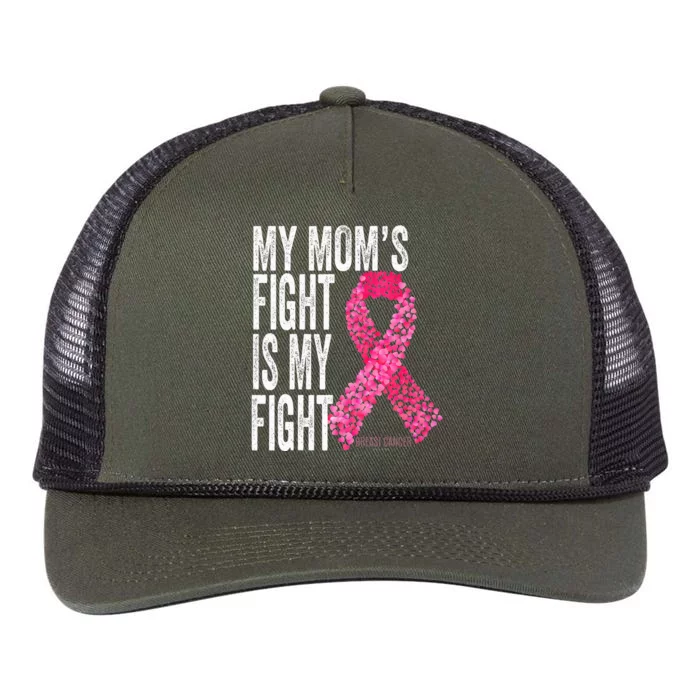 My Moms Fight Is My Fight Breast Cancer Awareness Gifts Retro Rope Trucker Hat Cap