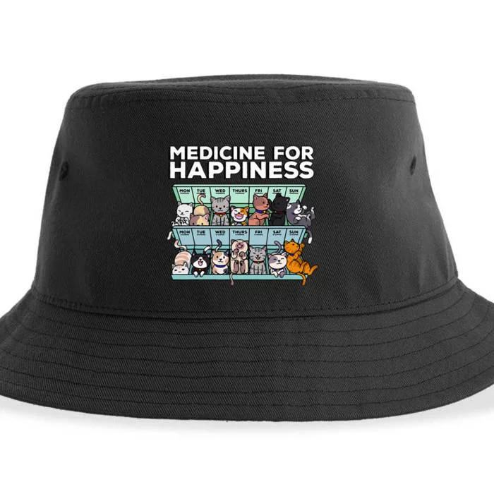 My Medicine For Happiness Called Cats every day Sustainable Bucket Hat