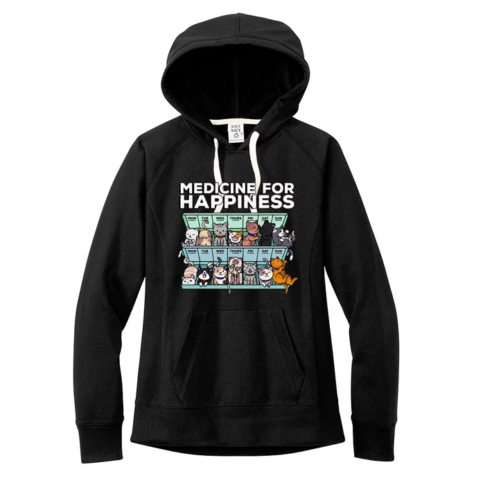 My Medicine For Happiness Called Cats every day Women's Fleece Hoodie