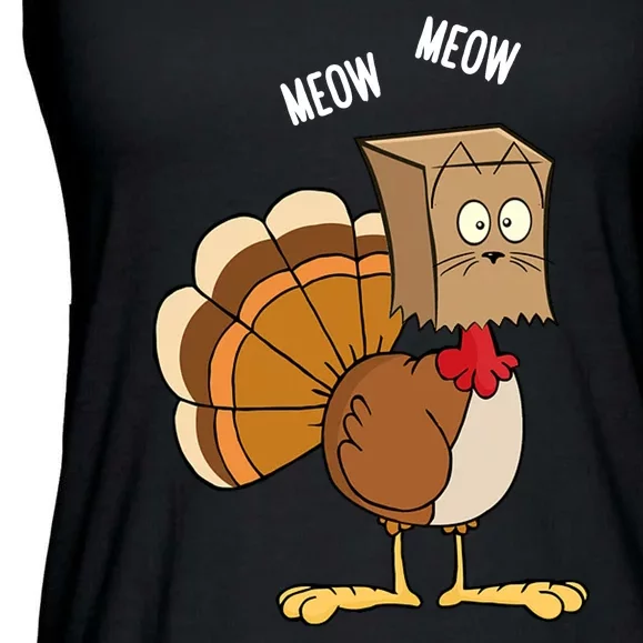 Meow Meow Funny Turkey Thanksgiving Ladies Essential Flowy Tank