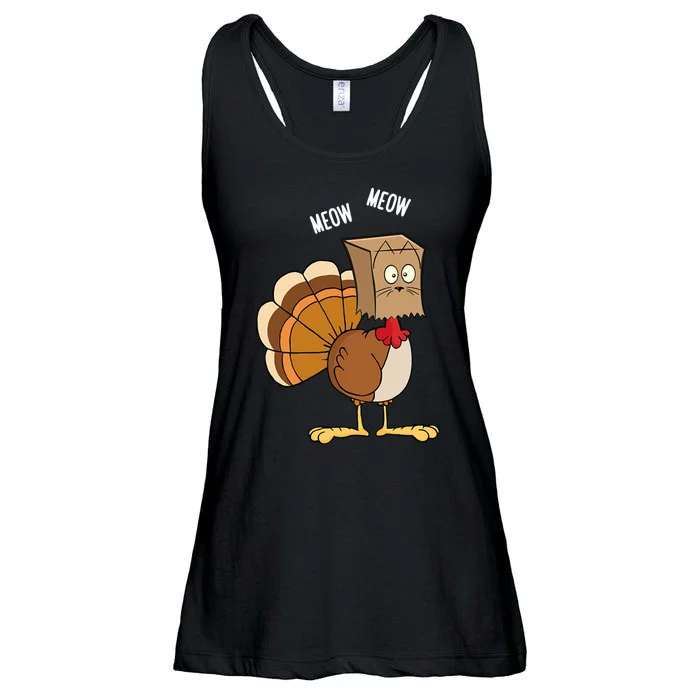 Meow Meow Funny Turkey Thanksgiving Ladies Essential Flowy Tank