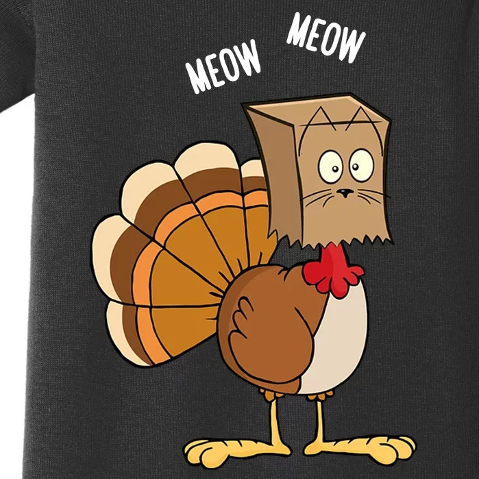 Meow Meow Funny Turkey Thanksgiving Baby Bodysuit