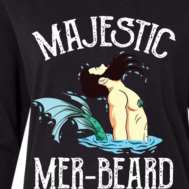 Majestic Merbeard Funny Merman Manly Merman Womens Cotton Relaxed Long Sleeve T-Shirt