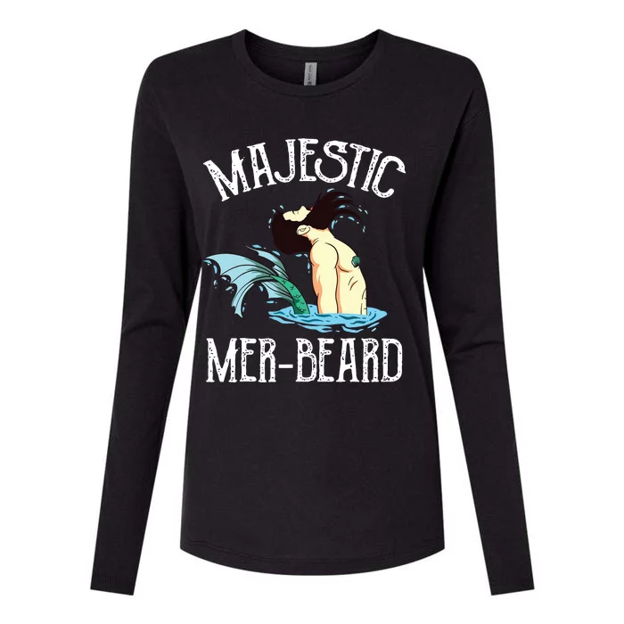 Majestic Merbeard Funny Merman Manly Merman Womens Cotton Relaxed Long Sleeve T-Shirt