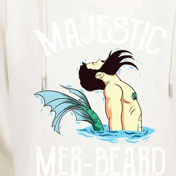 Majestic Merbeard Funny Merman Manly Merman Womens Funnel Neck Pullover Hood