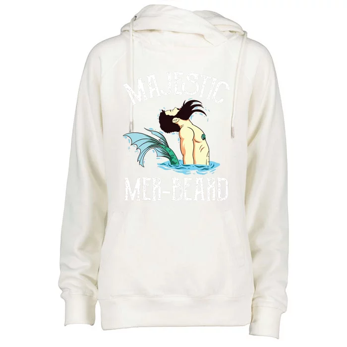 Majestic Merbeard Funny Merman Manly Merman Womens Funnel Neck Pullover Hood