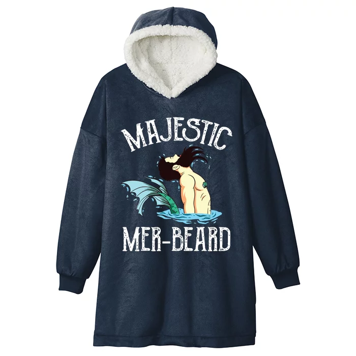 Majestic Merbeard Funny Merman Manly Merman Hooded Wearable Blanket