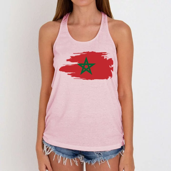 Morocco Moroccan Flag Soccer Football Lover Great Gift Women's Knotted Racerback Tank