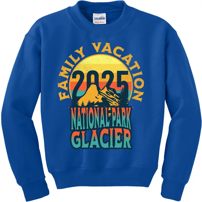 Montana Mountains Family Trip Glacier National Park 2025 Gift Kids Sweatshirt