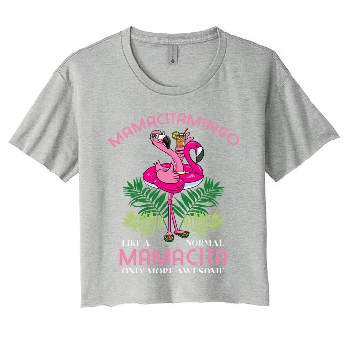 Mamacitamingo Mamacita Flamingo Lover Grandma Grandmother Gift Women's Crop Top Tee