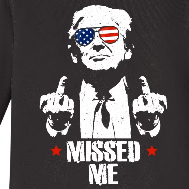 Missed Me Finger Trump 2024 Take America Back Pennsylvania Rally Baby Long Sleeve Bodysuit