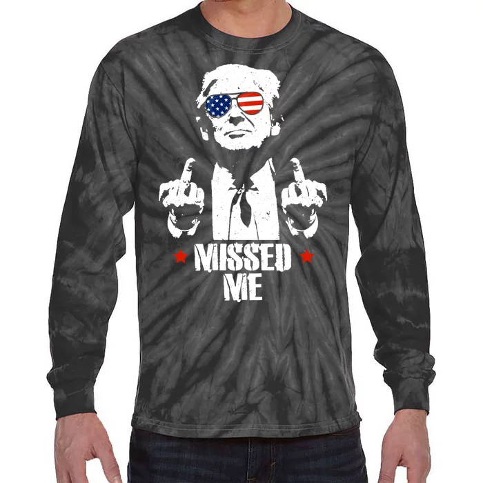 Missed Me Finger Trump 2024 Take America Back Pennsylvania Rally Tie-Dye Long Sleeve Shirt