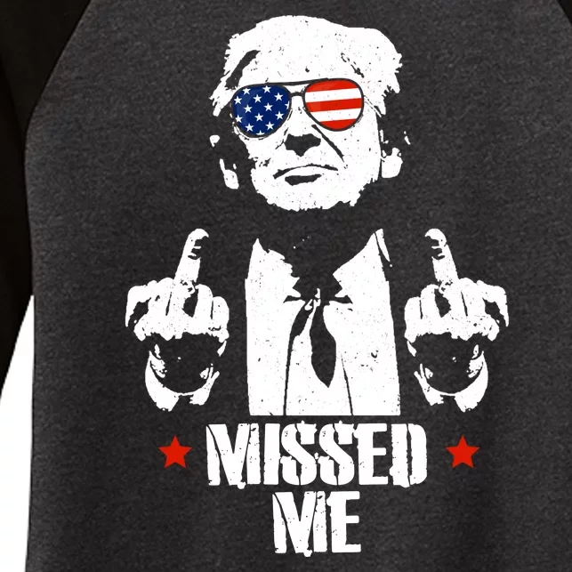 Missed Me Finger Trump 2024 Take America Back Pennsylvania Rally Women's Tri-Blend 3/4-Sleeve Raglan Shirt