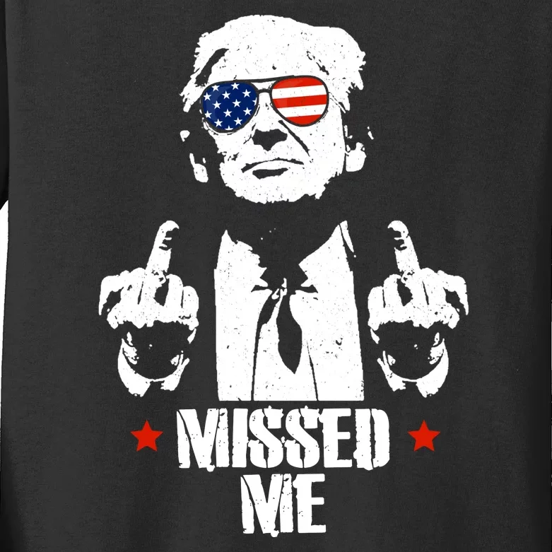 Missed Me Finger Trump 2024 Take America Back Pennsylvania Rally Kids Long Sleeve Shirt