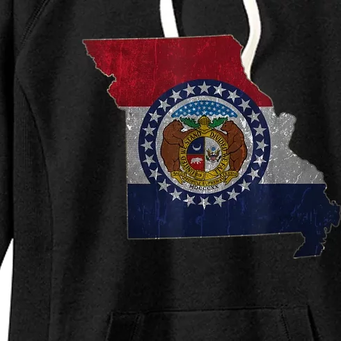 Missouri Map Flag State Distressed Women's Fleece Hoodie