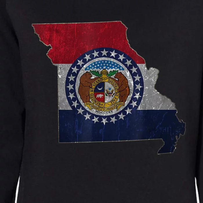 Missouri Map Flag State Distressed Womens California Wash Sweatshirt