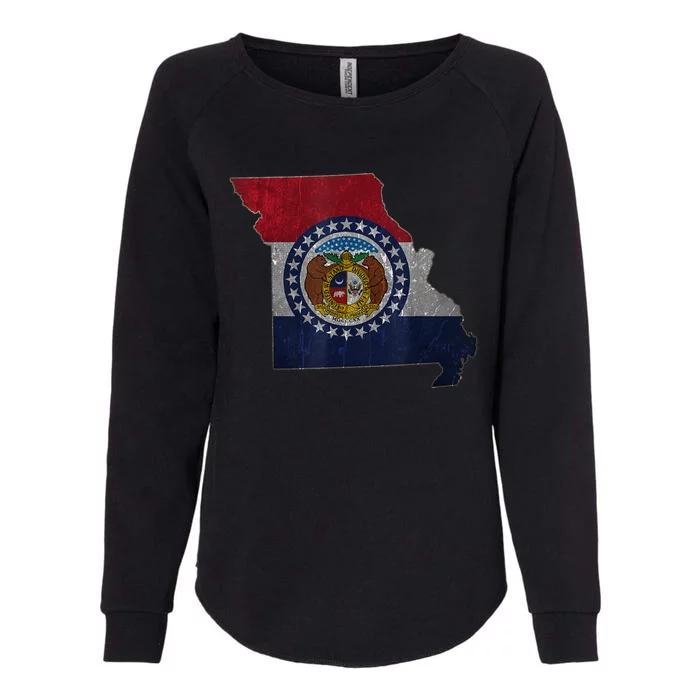 Missouri Map Flag State Distressed Womens California Wash Sweatshirt