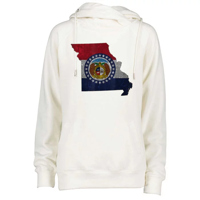 Missouri Map Flag State Distressed Womens Funnel Neck Pullover Hood