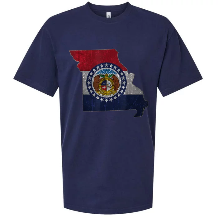 Missouri Map Flag State Distressed Sueded Cloud Jersey T-Shirt