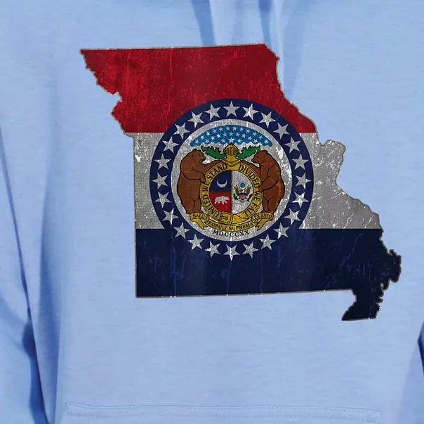 Missouri Map Flag State Distressed Unisex Surf Hoodie