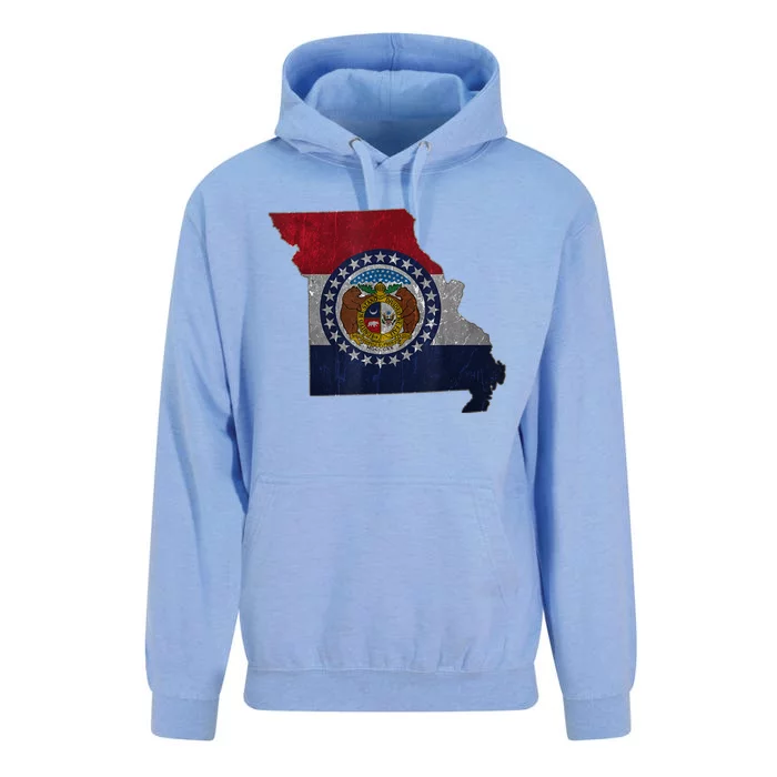 Missouri Map Flag State Distressed Unisex Surf Hoodie