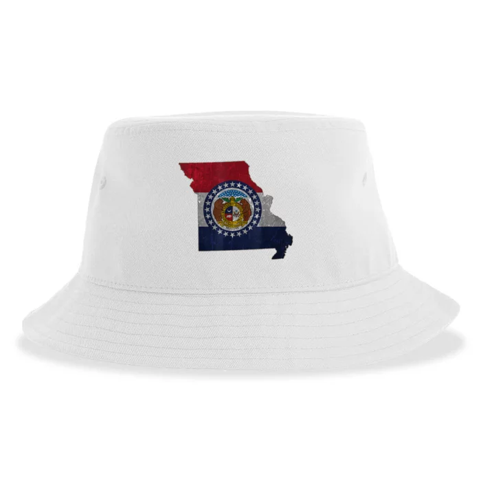 Missouri Map Flag State Distressed Sustainable Bucket Hat