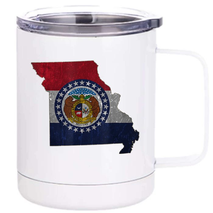 Missouri Map Flag State Distressed Front & Back 12oz Stainless Steel Tumbler Cup