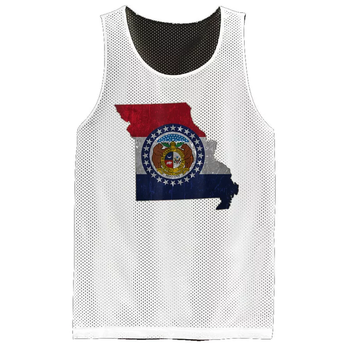 Missouri Map Flag State Distressed Mesh Reversible Basketball Jersey Tank