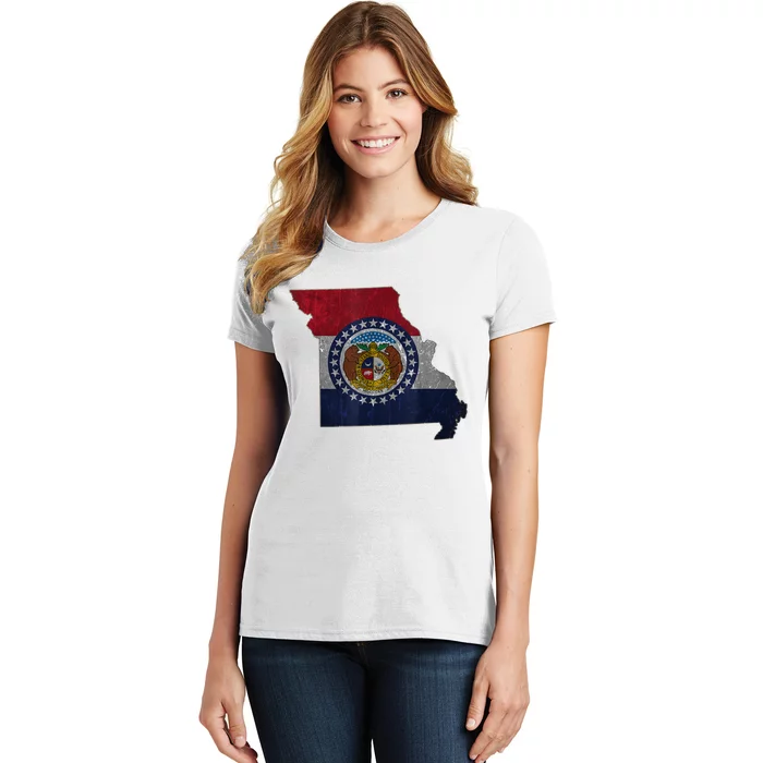 Missouri Map Flag State Distressed Women's T-Shirt