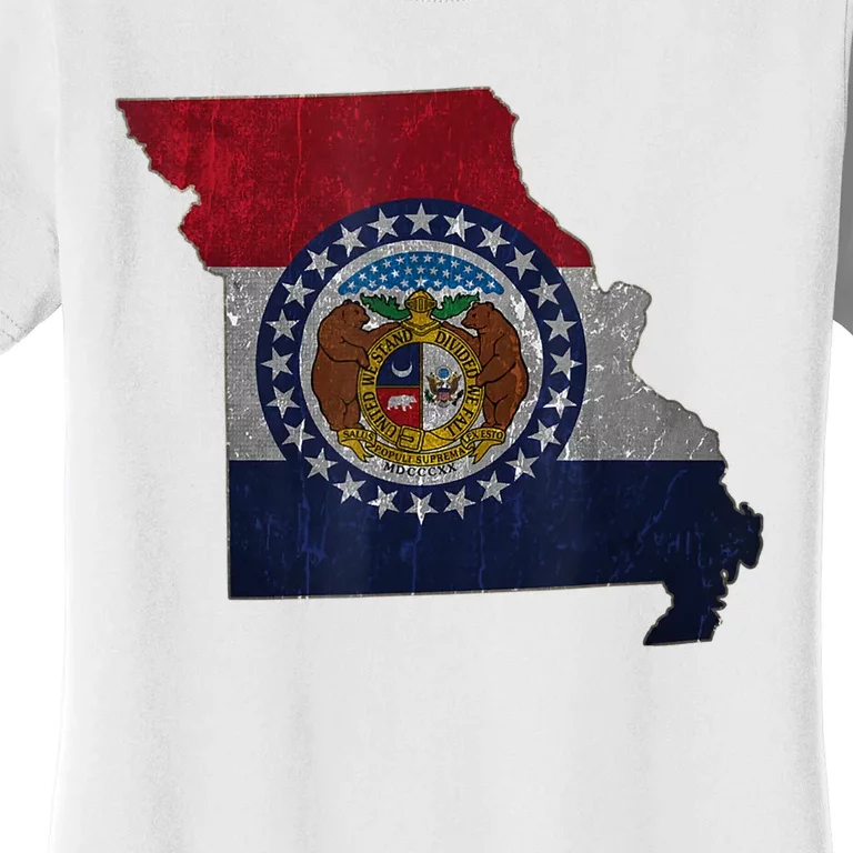 Missouri Map Flag State Distressed Women's T-Shirt