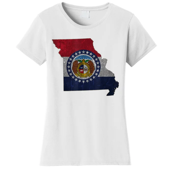 Missouri Map Flag State Distressed Women's T-Shirt