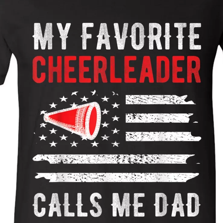 Mens My Favorite Cheerleader Calls Me Dad Cheerleading Cheer Dad V-Neck T-Shirt